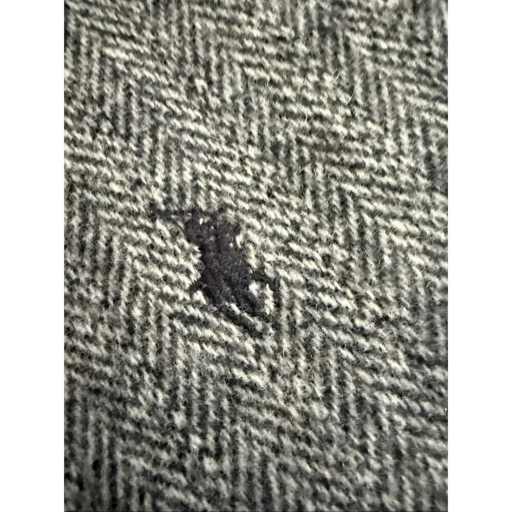 Polo Ralph Lauren Reversible Lambswool Red Plaid Grey Herringbone Scarf